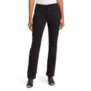 NYDJ Women's Size 16 Black Marilyn Straight Leg Cotton Blend Denim Jeans